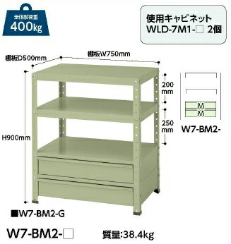 【ポイント5倍】【直送品】 山金工業 ワゴン W7-BM2-G 【大型】