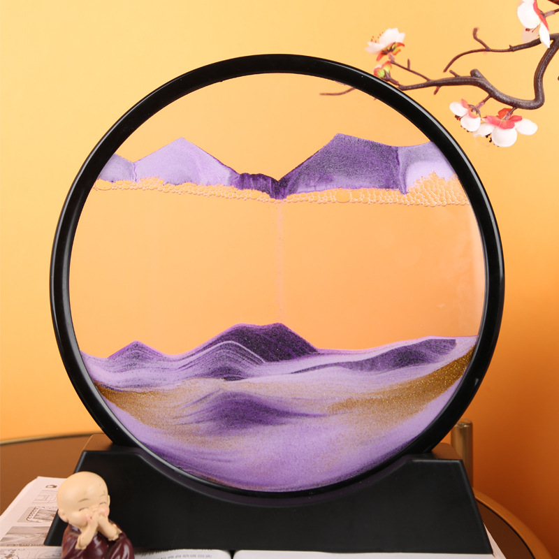 砂絵 7inch 透明 円型 サンドピクチャー 砂のアート 砂時計 サンド