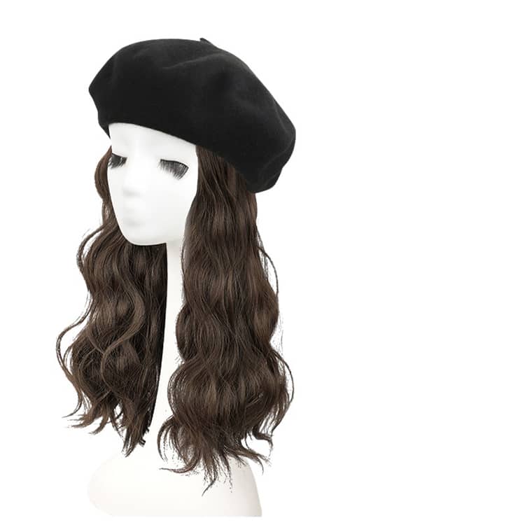 帽子ウィッグ付き ベレー帽春 春夏 ウイッグ ウィッグ付き ウィッグ