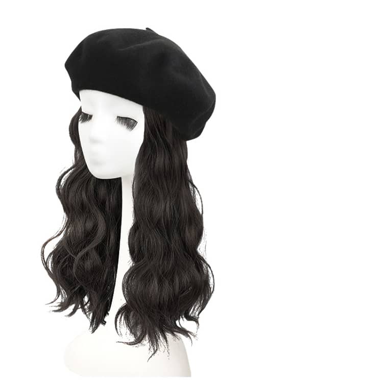 帽子ウィッグ付き ベレー帽春 春夏 ウイッグ ウィッグ付き ウィッグ