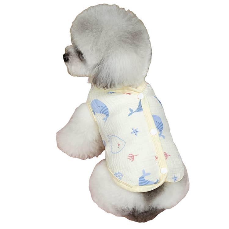 犬 ドッグウェア 背中開き 夏 綿ガーゼ 背中ボタン ペットベスト