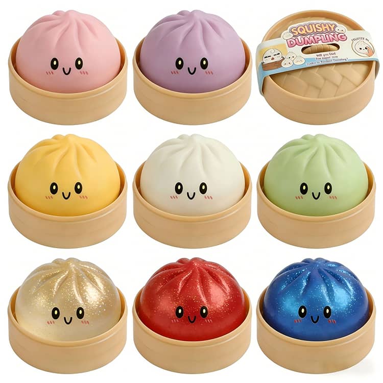 餃子型スクイーズおもちゃ 8点セット 肉まん キラキラ かわいい