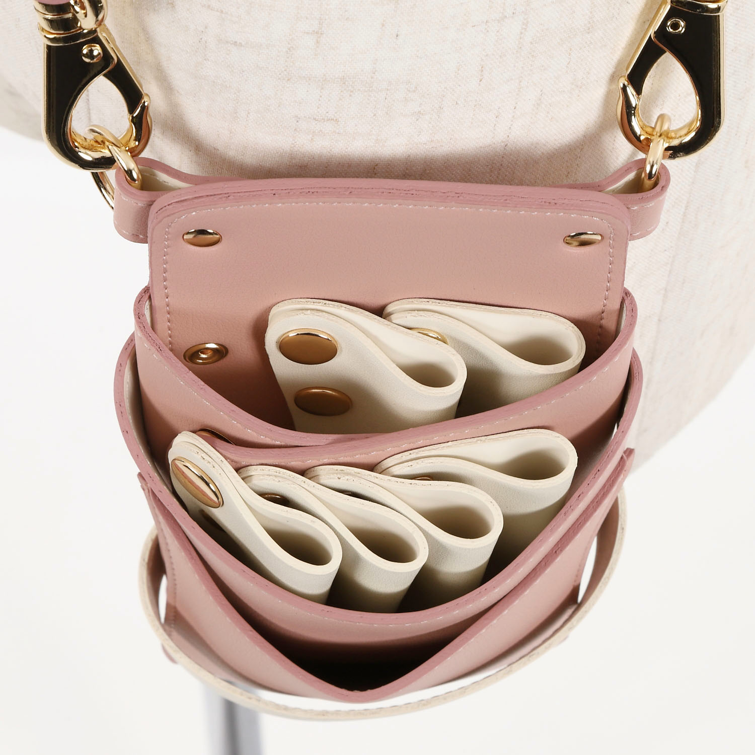 【新品】シザーケース DEEDS シエーナ 4〜6丁 アイボリー×ピンクベージュ DEEDS シエーナ【シザーケース】限定PUレザーバイカラー［アイボリーx