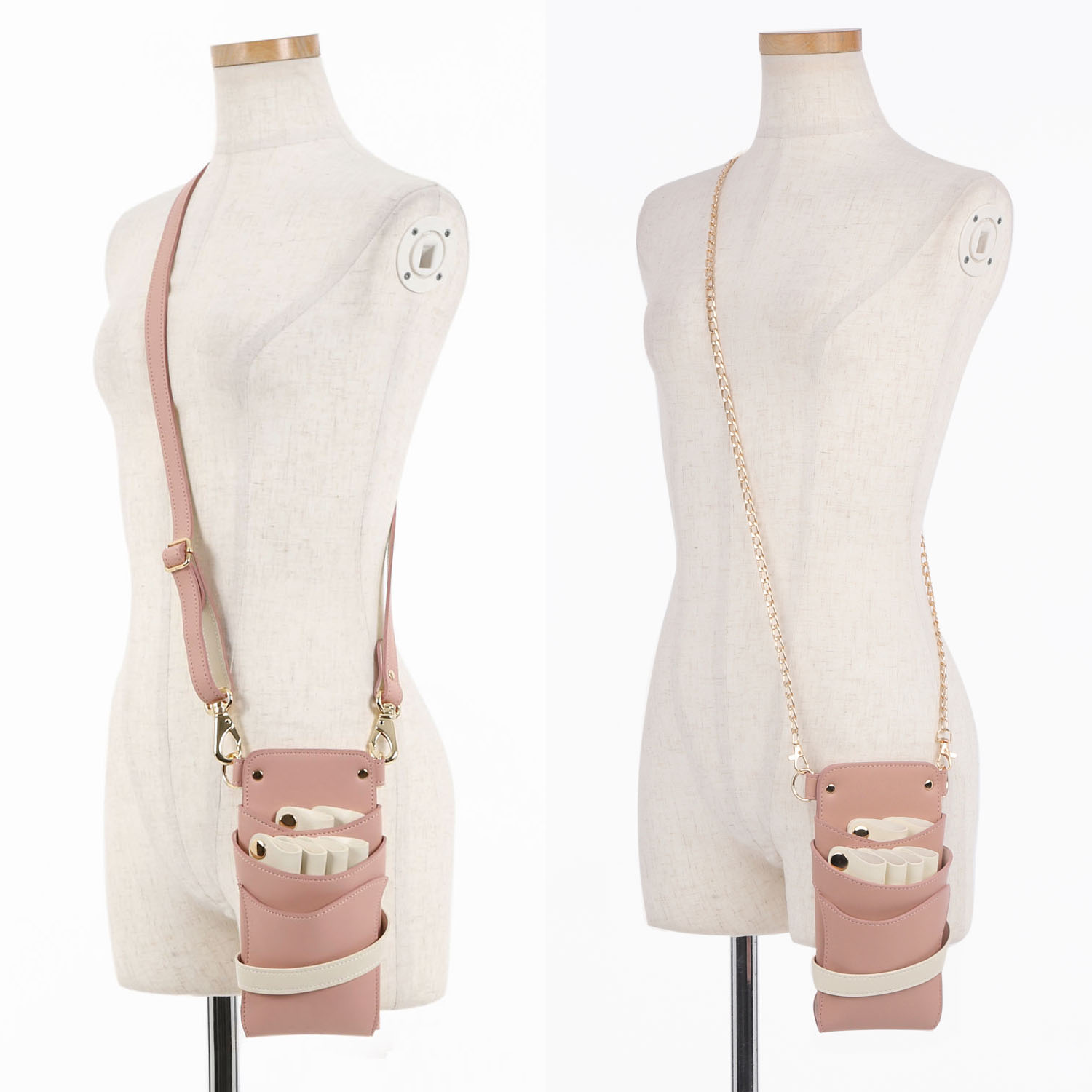 DEEDS シザーケース 美容師 LuxuryStyle シエーナ チェーン付き ピンク