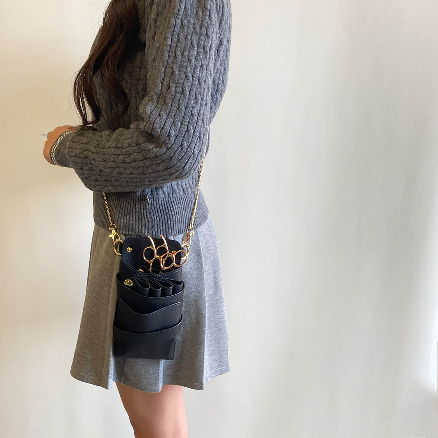 DEEDS シザーケース LuxuryStyle シエーナ チェーン付き ブラック