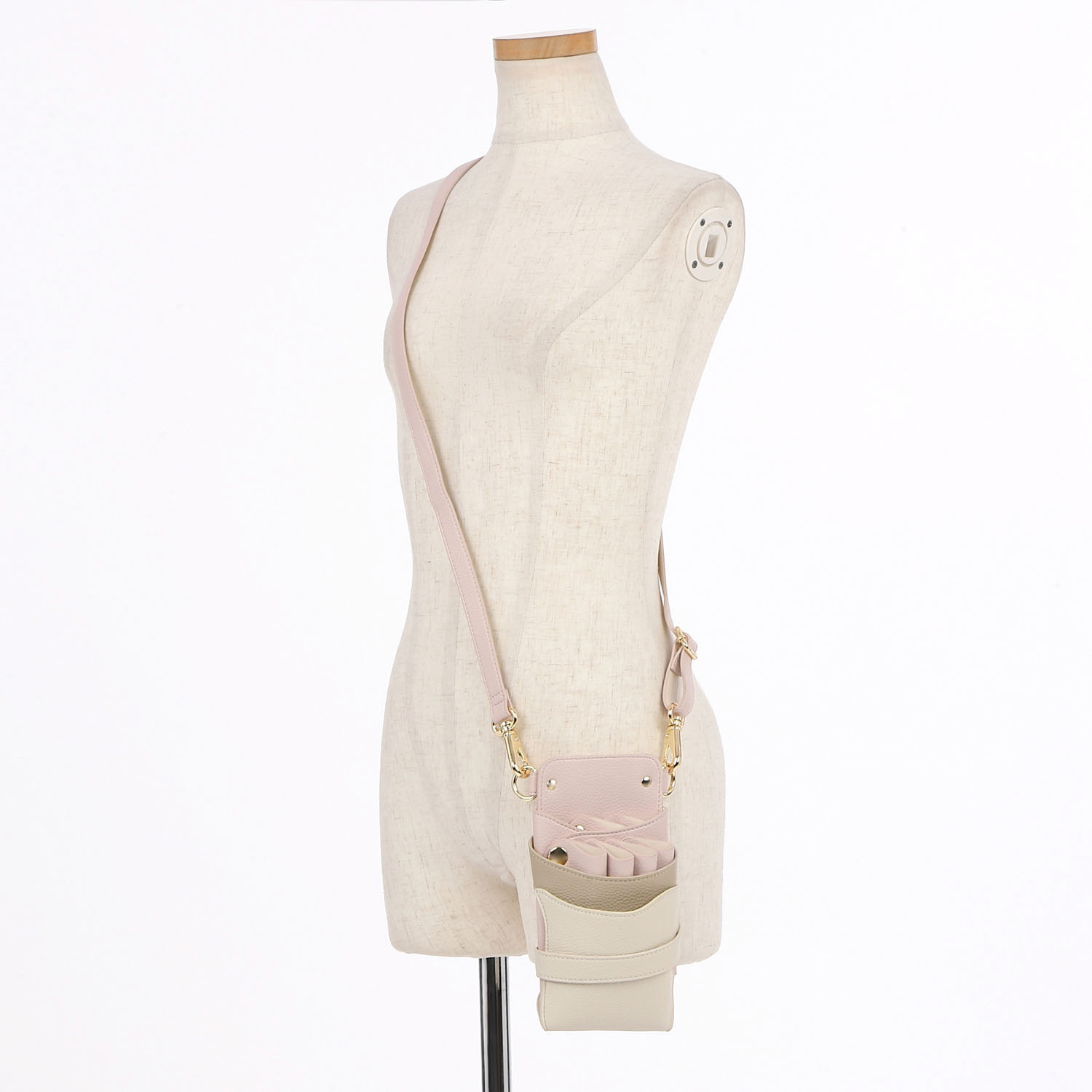 DEEDS シザーケース 美容師 シエーナ no.402 ピンクグレージュMIX（シボ加工）  4〜6丁入 国内シザーケース専用メーカー 理容師 ピンク グレージュ ホワイト 白 |  | 03
