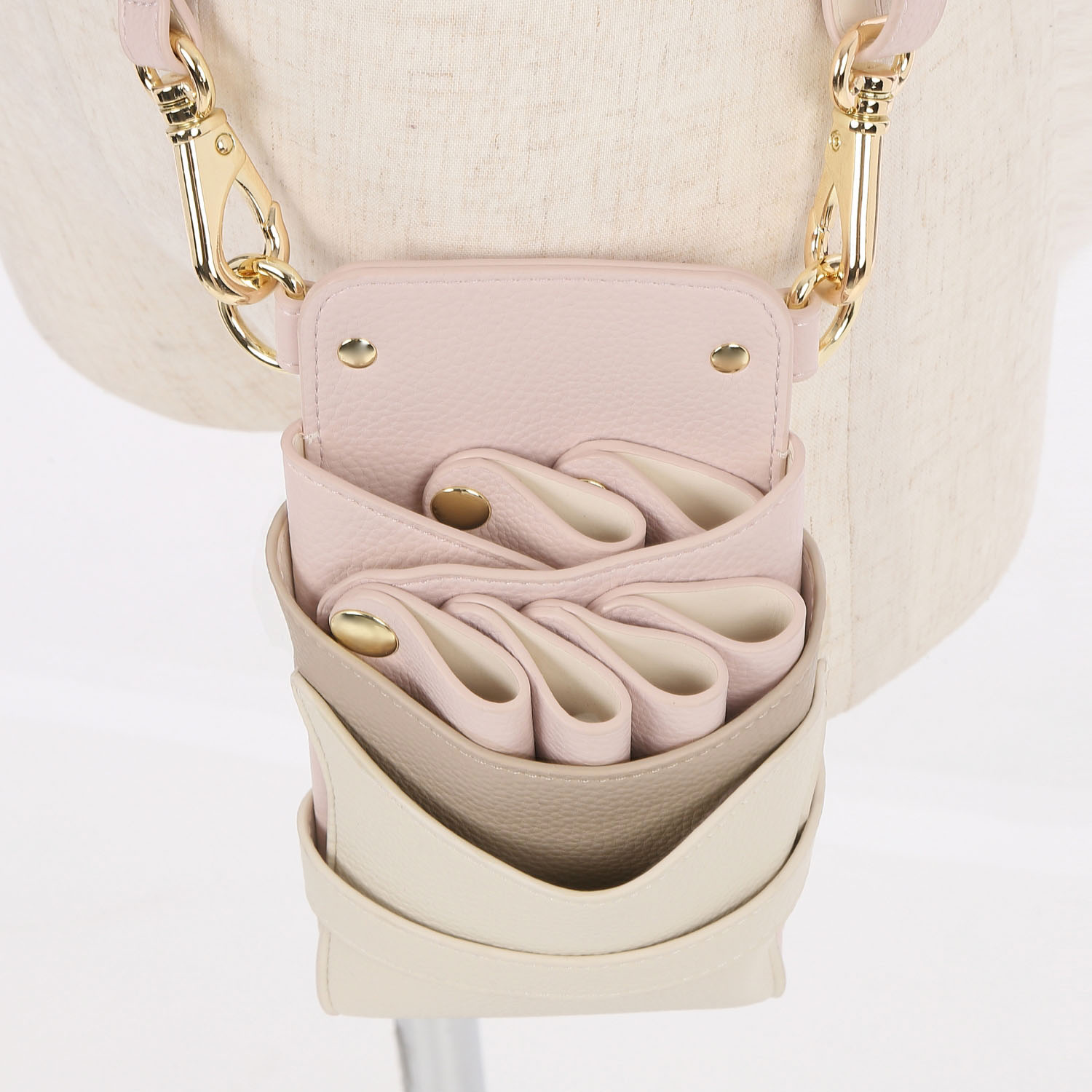 DEEDS シザーケース 美容師 シエーナ no.402 ピンクグレージュMIX（シボ加工）  4〜6丁入 国内シザーケース専用メーカー 理容師 ピンク グレージュ ホワイト 白 |  | 04