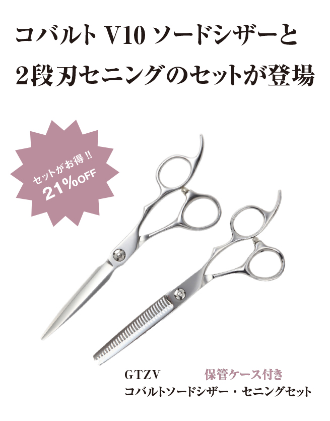 DEEDS プロ用 美容師 GTZV コバルト シザー セット 5.5、6.0インチ