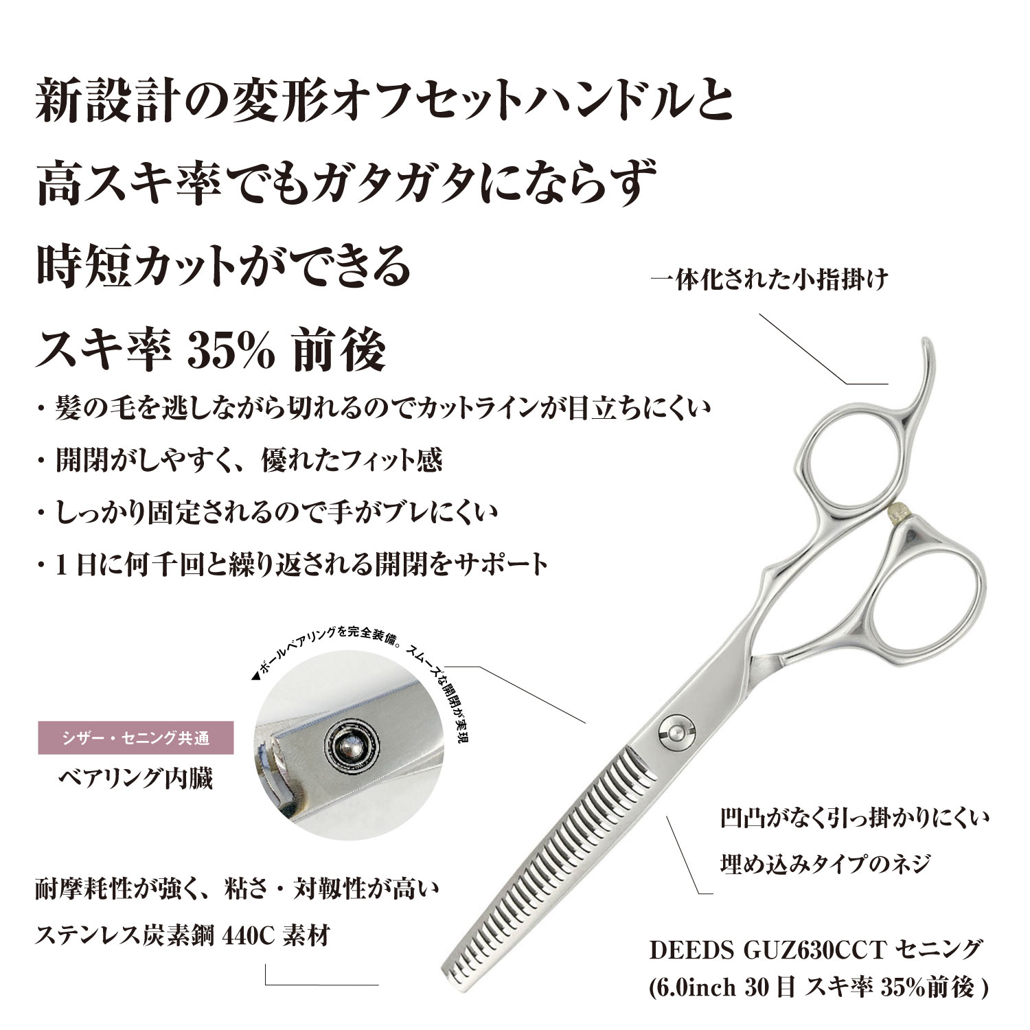 DEEDS プロ用 美容師 GUZ630CCT 3段セニング (6.0インチ・スキ率35