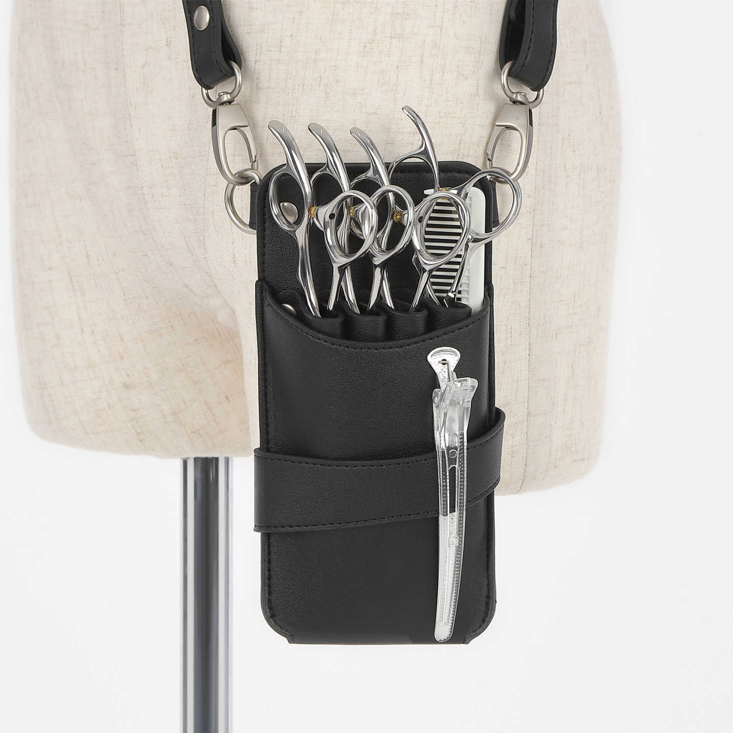 dp シザーケース 美容師 トリノ no.001 ブラック シルバー金具 4丁入