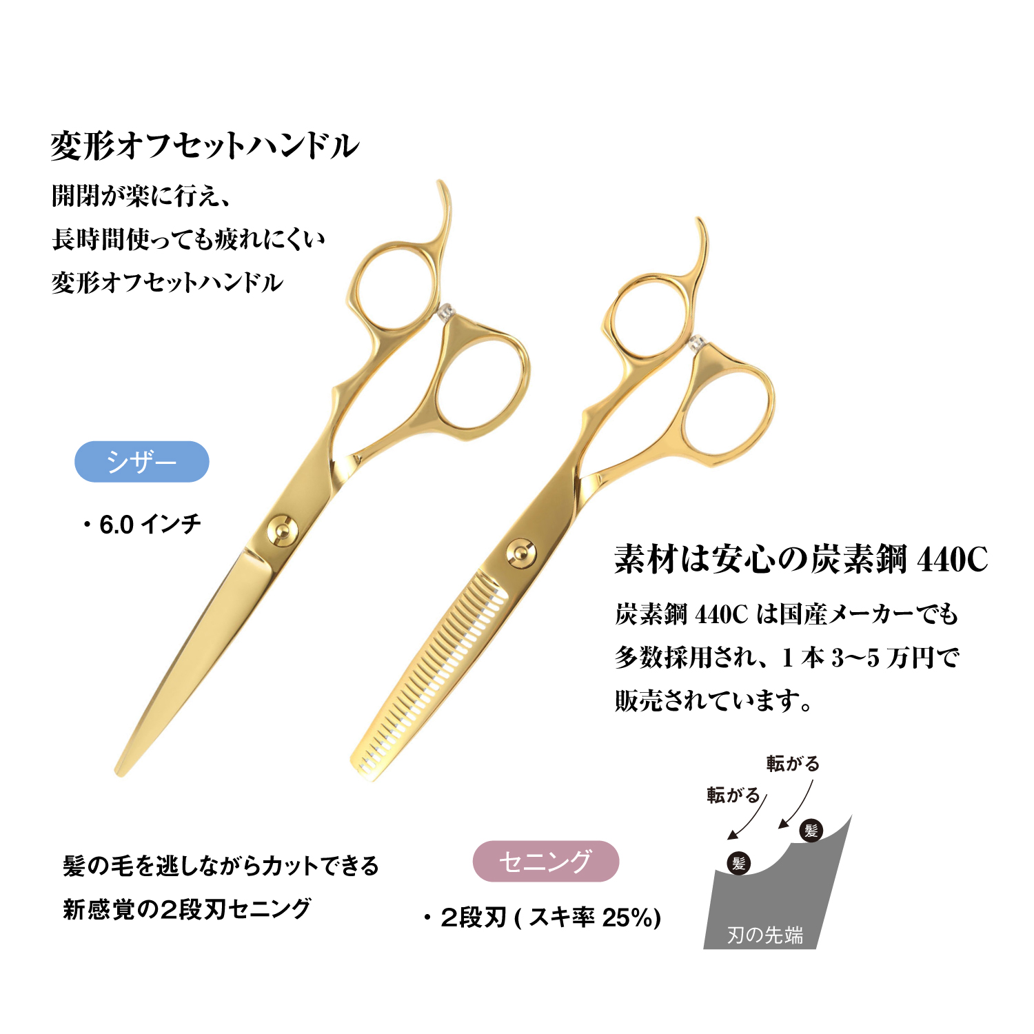 美容師　シザー　ゴールド　金 DEEDS プロ用 美容師 GUZ ゴールドチタンシザー 6.0インチ 日本