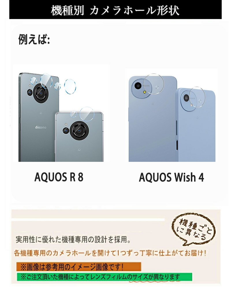 AQUOS カメラ保護 フィルム 指紋防止 Wish 4 3 強化ガラス