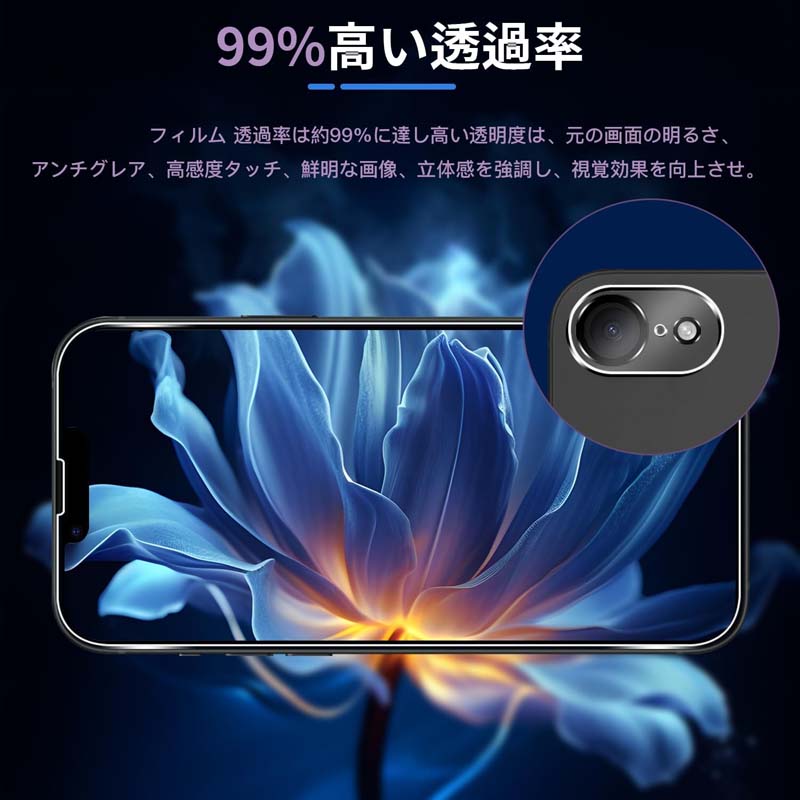 iPhone 16e 【2枚セット】iPhone カメラフィルム 黒縁取り 露出