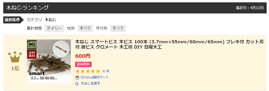 木ねじ スマートビス 木ビス 100本 (3.7mm×55mm/60mm/65mm) フレキ付 カット刃付 細ビス クロメート 木工用 DIY  日曜大工 :screws37-100:DIYplus端材マート - 通販 - Yahoo!ショッピング