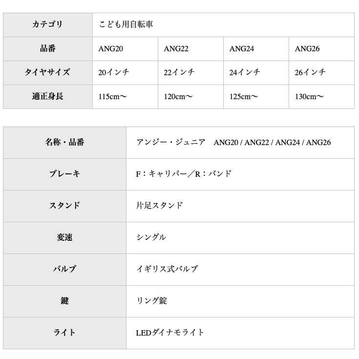 送料無料※一部地域限定 ジュニア向け自転車 ANGアンジー・ジュニア 24インチ ジュニア サカイサイクル 変速無し 軽量 人気 グレー 防犯登録無料の画像