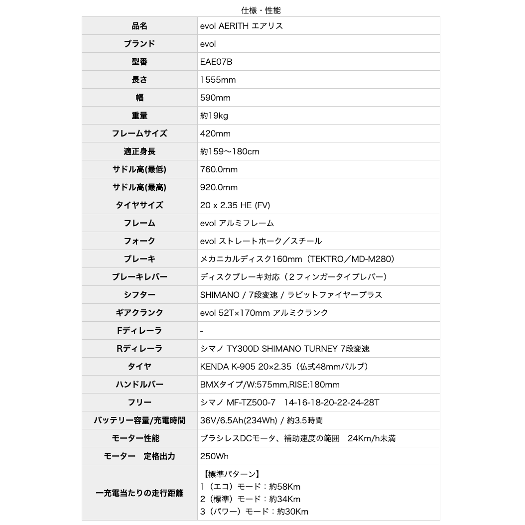 送料無料※一部地域 エヴォル エアリス EVOL AERITH EAE07B 外装7段変速 20インチ 電動自転車 電動アシスト自転車 2025年 街乗り ASAHI ツヤケシブラック 102 |  | 09