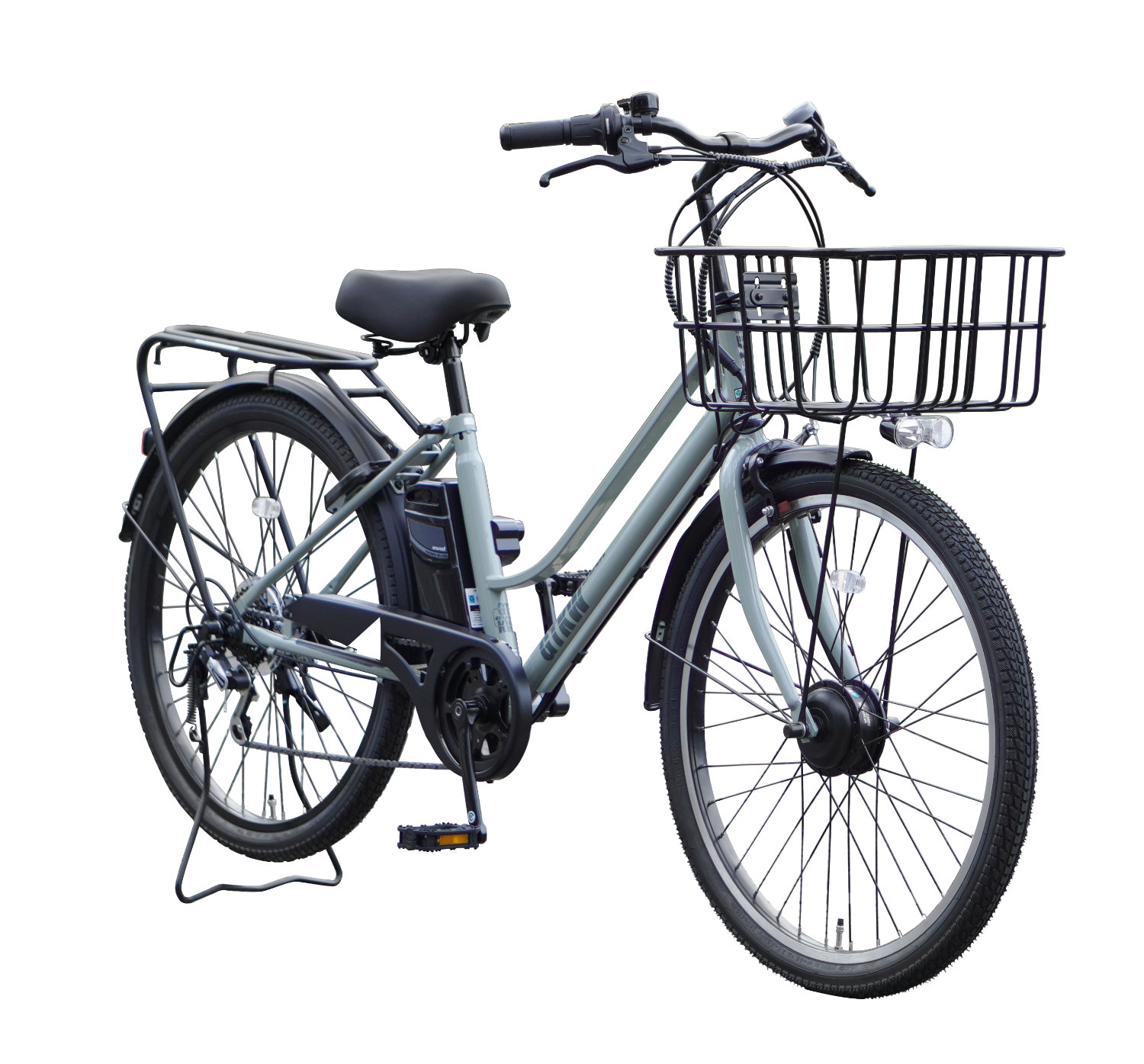 送料無料※一部地域 エヴォル GTKW EVOL EGK66A 9Ah相当 外装6段変速 26インチ 電動自転車 電動アシスト自転車 通勤 通学 買い物 ASAHI グレーグリーンの画像