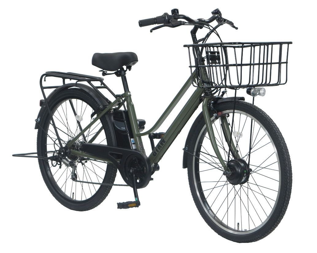 送料無料※一部地域 エヴォル GTKW EVOL EGK66A 9Ah相当 外装6段変速 26インチ 電動自転車 電動アシスト自転車 通勤 通学 買い物 ASAHI ダークカーキーの画像