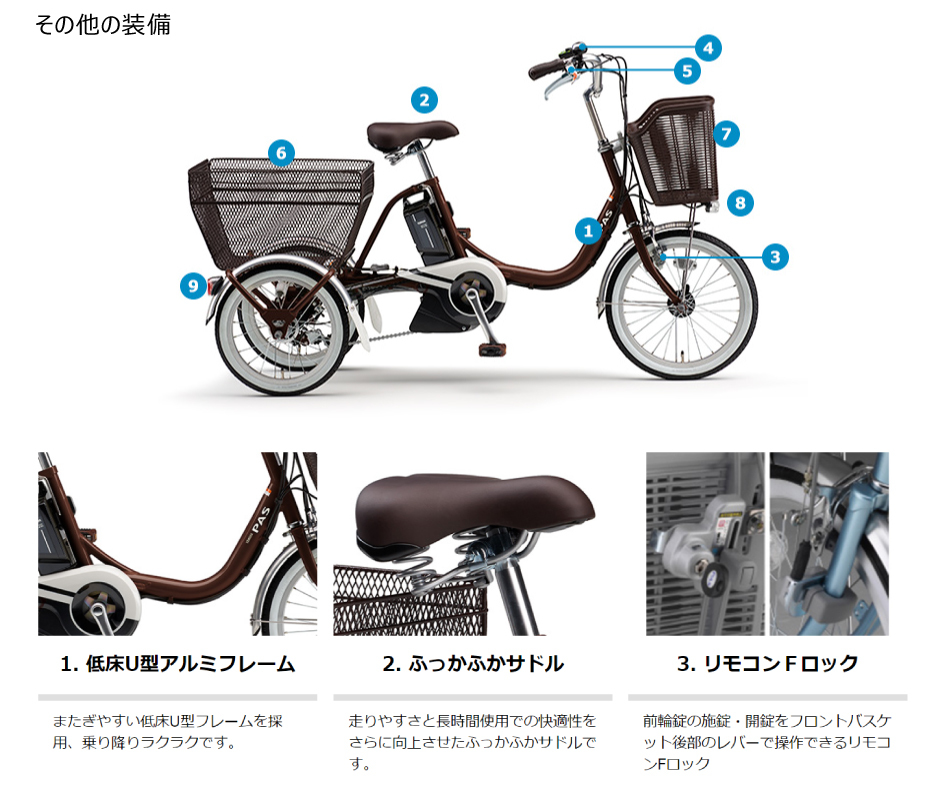 送料無料条件付き YAMAHA PAS 電動アシスト自転車三輪車(18/16型