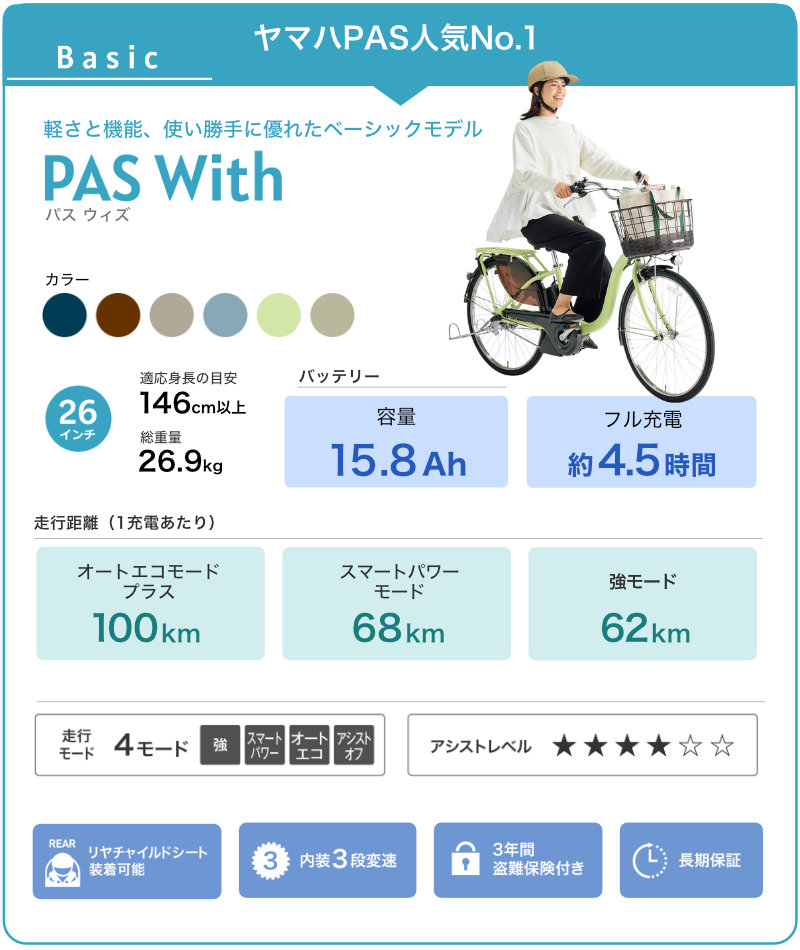 YAMAHA（ヤマハ） 送料無料※一部地域 パス ウィズ YAMAHA PAS Whith