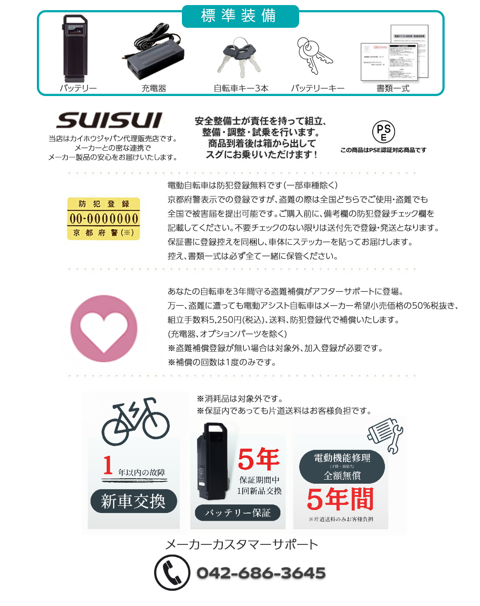 SUISUI 完全組立整備済みで発送 BM-DAS266 26インチ 外装6段 8.5Ah 