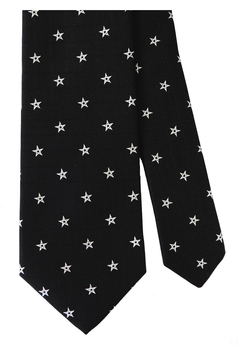 Saint Laurent 星柄 ネクタイ ナロータイ ネクタイ 細い ナロータイ シルク 星柄 ラメ 長い ロング
