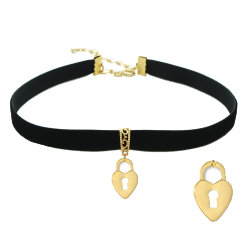 チョーカー 黒 ベロア ベルベット リボン チャーム付 メンズ レディース キッズ 細い 0.9cm幅 長さサイズ ベロア 日本製 メール便 dplus arts |  | 23