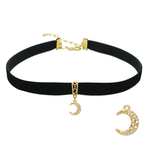 チョーカー 黒 ベロア ベルベット リボン チャーム付 メンズ レディース キッズ 細い 0.9cm幅 長さサイズ ベロア 日本製 メール便 dplus arts |  | 08