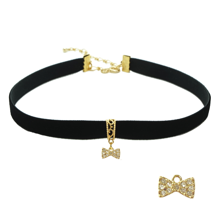 チョーカー 黒 ベロア ベルベット リボン チャーム付 メンズ レディース キッズ 細い 0.9cm幅 長さサイズ ベロア 日本製 メール便 dplus arts |  | 22