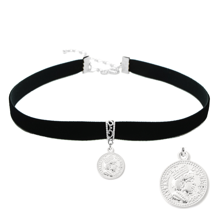 チョーカー 黒 ベロア ベルベット リボン チャーム付 メンズ レディース キッズ 細い 0.9cm幅 長さサイズ ベロア 日本製 メール便 dplus arts |  | 19