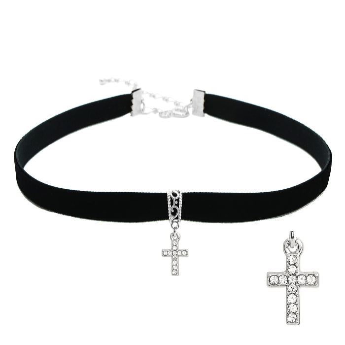 チョーカー 黒 ベロア ベルベット リボン チャーム付 メンズ レディース キッズ 細い 0.9cm幅 長さサイズ ベロア 日本製 メール便 dplus arts |  | 11