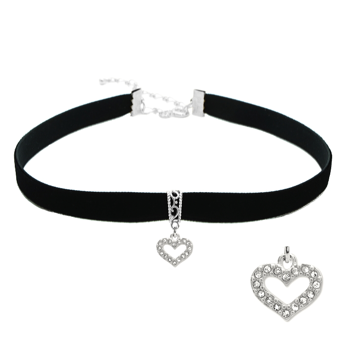 チョーカー 黒 ベロア ベルベット リボン チャーム付 メンズ レディース キッズ 細い 0.9cm幅 長さサイズ ベロア 日本製 メール便 dplus arts |  | 17