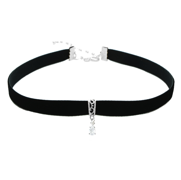 チョーカー 黒 ベロア ベルベット リボン チャーム付 メンズ レディース キッズ 細い 0.9cm幅 長さサイズ ベロア 日本製 メール便 dplus arts |  | 03