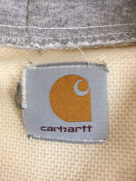 22高い素材 古着 80s Carhartt 裏地 サーマル ヘビー スウェット ジップ パーカー ジャケット グレー L位 古着 パーカー