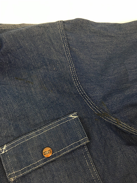 古着 70s MONTGOMERY WARD VATDYDED バットダイ デニム ワーク