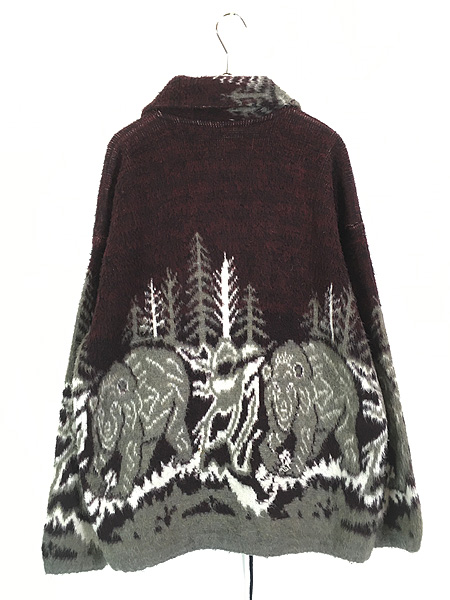 古着 90s エクアドル製 クマ アニマル シャギー ウール ニット