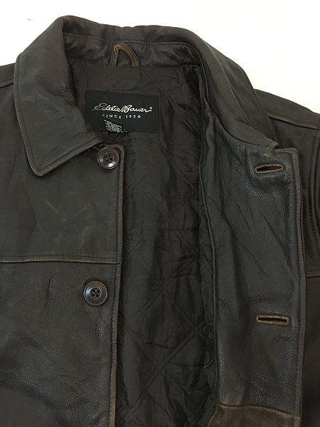 古着 00s Eddie Bauer パデッド 牛革 レザー カー コート Mの説明