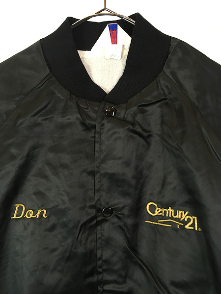 古着 80s USA製 「Century 21」 企業 刺しゅう 光沢 サテン スタジャン 