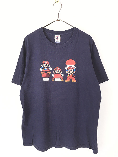 古着 00s Nintendo 任天堂 マリオ キノコ 持ち上げ TV ゲーム Tシャツ 