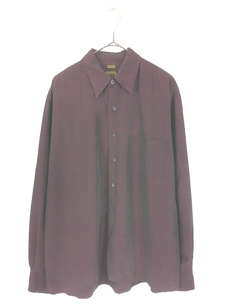 古着 90s Bruno 「SUEDED」 玉虫色 フェイクスエード レーヨン シャツ