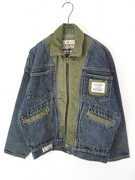 レディース 古着 90s USA製 GUESS 異素材 切替 デザイン デニム