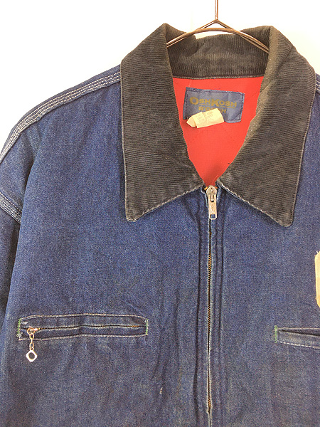 古着 70s USA製 OshKosh B'gosh レッド ライナー 濃紺 ブルー デニム