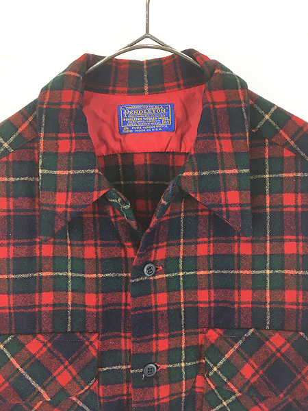 古着 70s USA製 Pendleton タータン チェック 開襟 ボックス