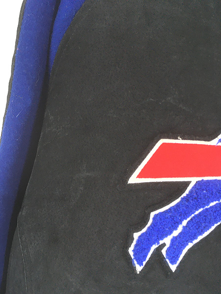 古着 90s NFL Buffalo Bills ビルズ 本革 レザー × ウール スタジャン
