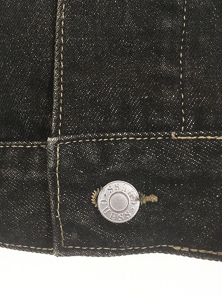 古着 90s USA製 GUESS 真黒 先染め スーパー ブラック デニム 