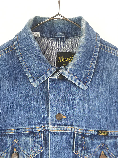 古着 70s USA製 Wrangler サイレントW フラップ 2ポケ 濃紺 ブルー
