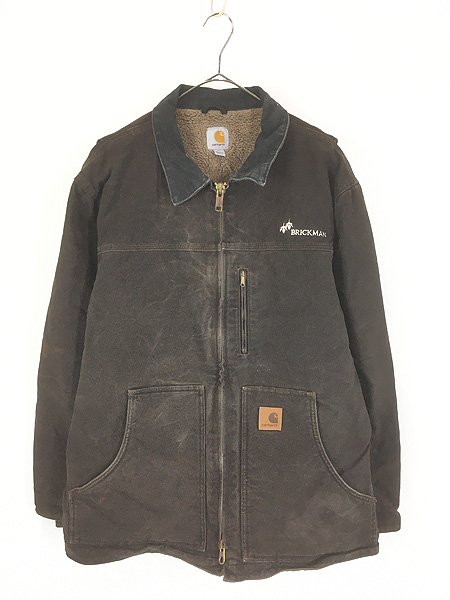古着 00s Carhartt 裏ボア ダークブラウン ダック サンドストーン