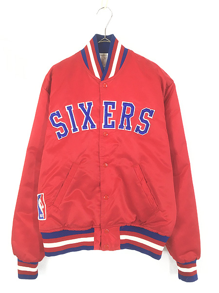 古着 80s USA製 STARTER NBA Philadelphia 76ers SIXERS 光沢 サテン