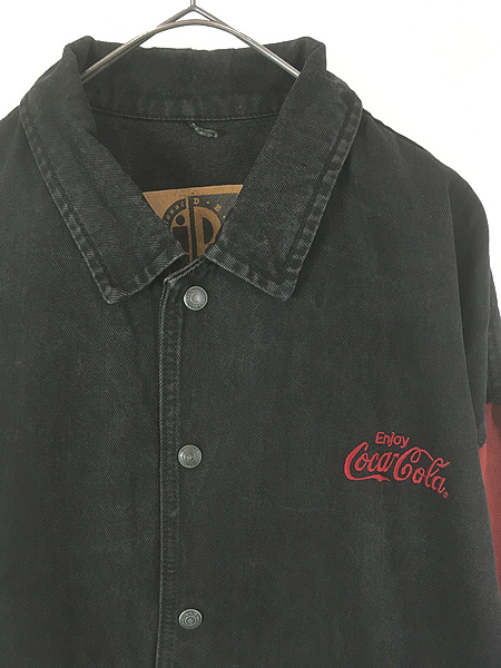 古着 90s Coca-Cola コーラ 企業 刺しゅう ブラック デニム スタジャン 