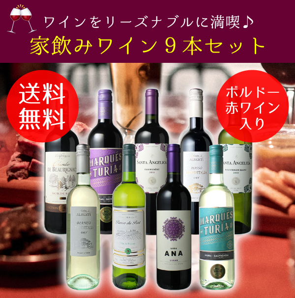 カタログギフトも！ ワインセット 赤ワイン 家飲み ボルドー 9本 セット 金賞入 デイリーボルドーワイン 第46弾 wineset 送料無料  tronadores.com